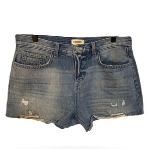 L’AGENCE Denim Cutoff Shorts Size 29 Mid Rise Raw Hem Distressed